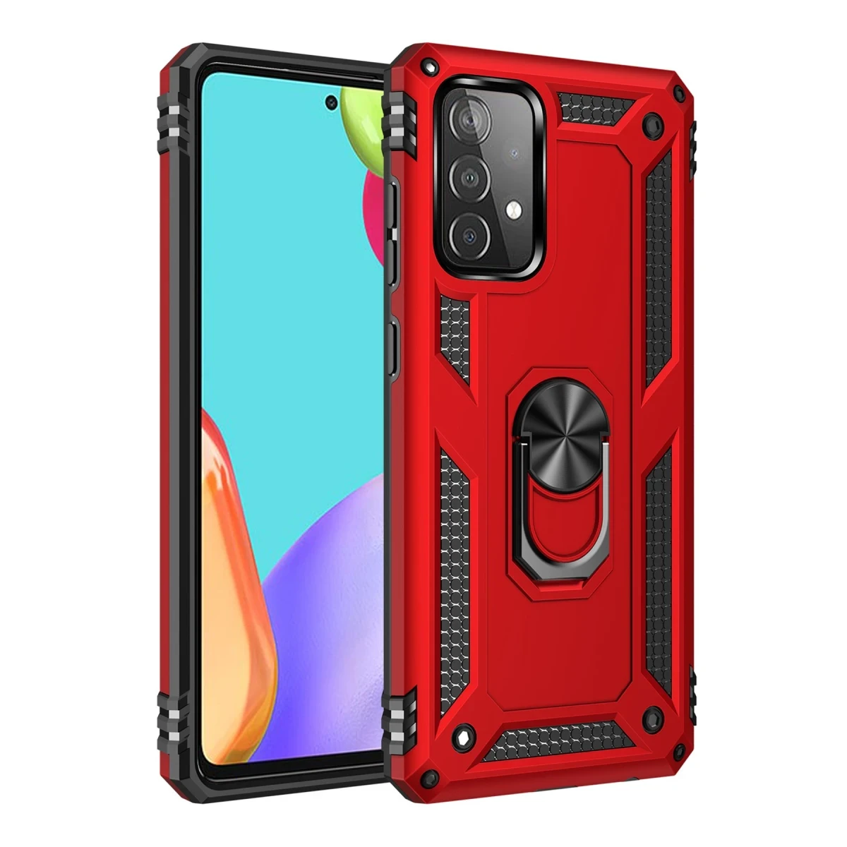 Newface Samsung Galaxy A52 Kılıf Sofya Yüzüklü Silikon Kapak - Kırmızı