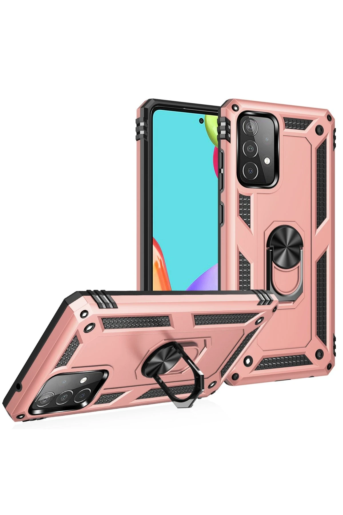 Newface Samsung Galaxy A52 Kılıf Sofya Yüzüklü Silikon Kapak - Rose