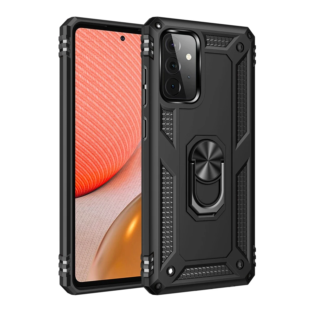 Newface Samsung Galaxy A72 Kılıf Sofya Yüzüklü Silikon Kapak - Siyah