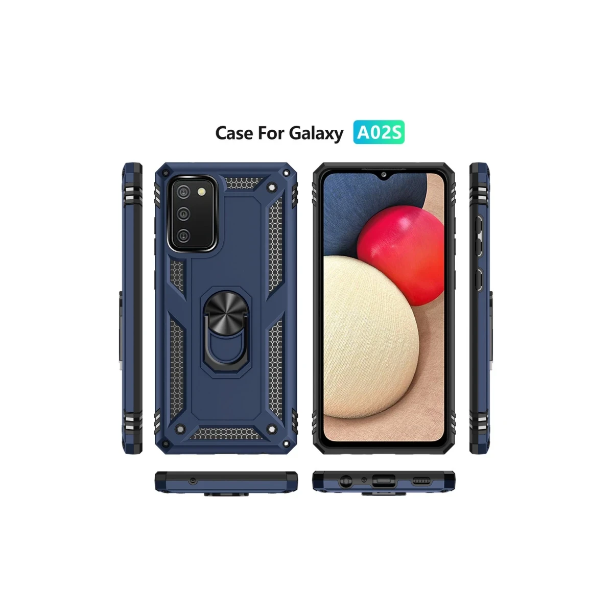 Newface Samsung Galaxy A02S Kılıf Sofya Yüzüklü Silikon Kapak - Lacivert
