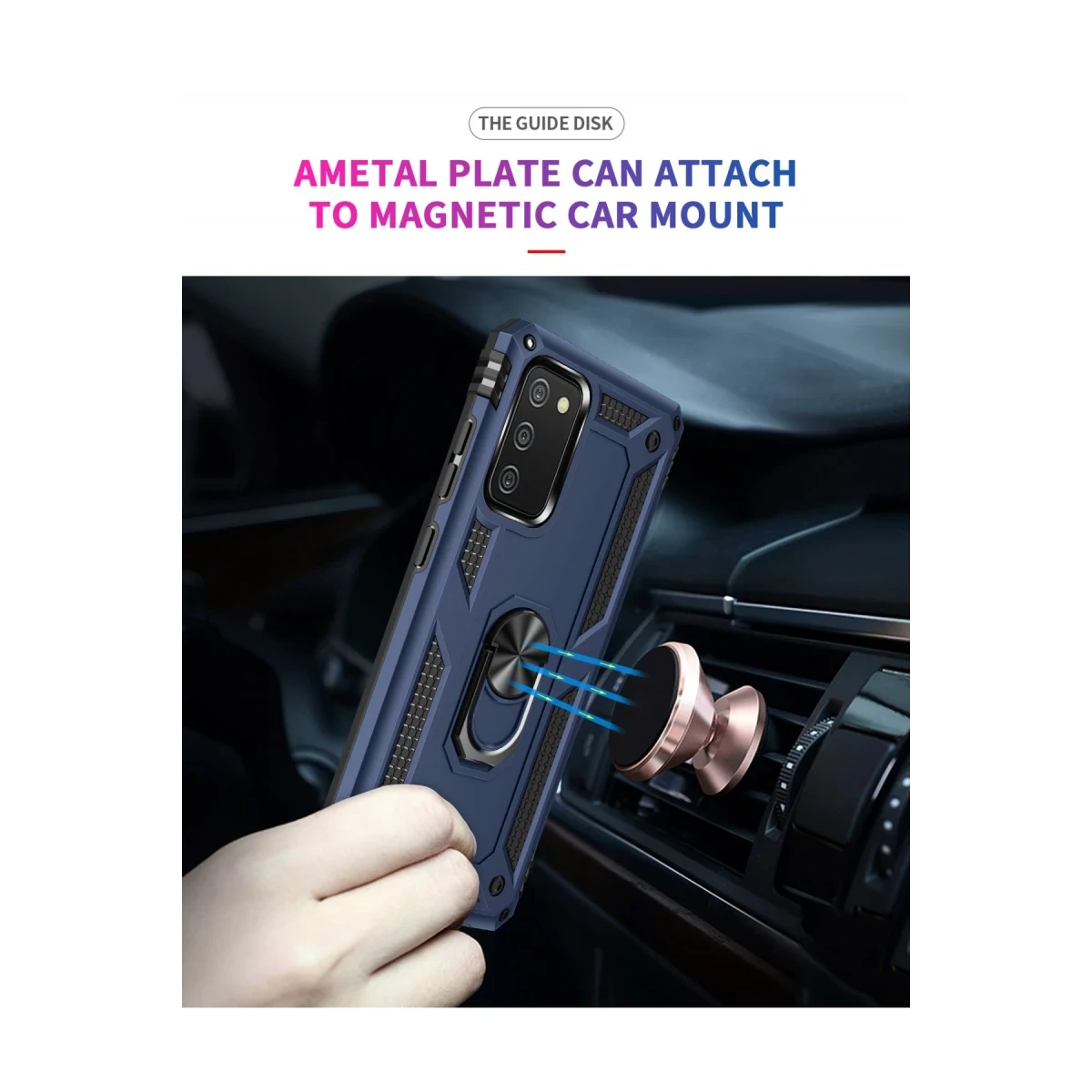 Newface Samsung Galaxy A02S Kılıf Sofya Yüzüklü Silikon Kapak - Lacivert