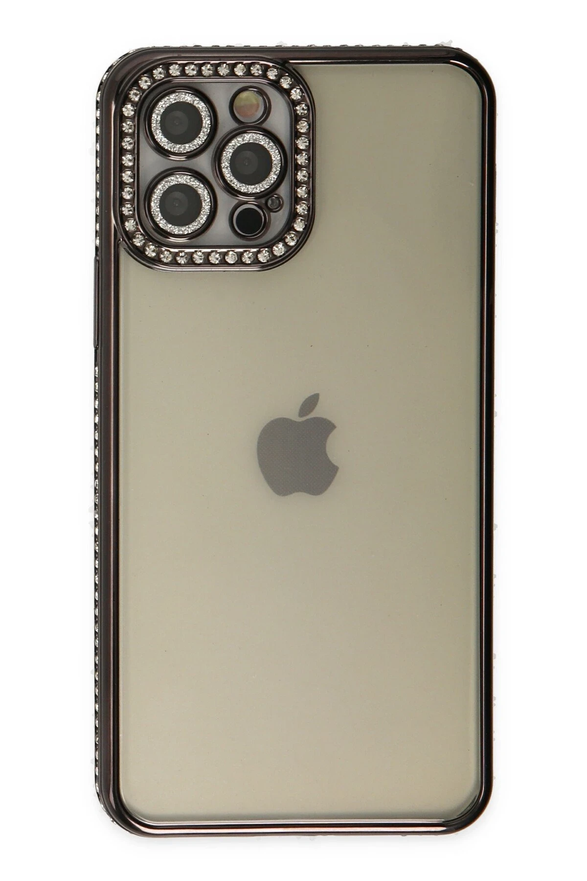 Newface iPhone 12 Pro Kılıf Joke Taşlı Silikon - Siyah