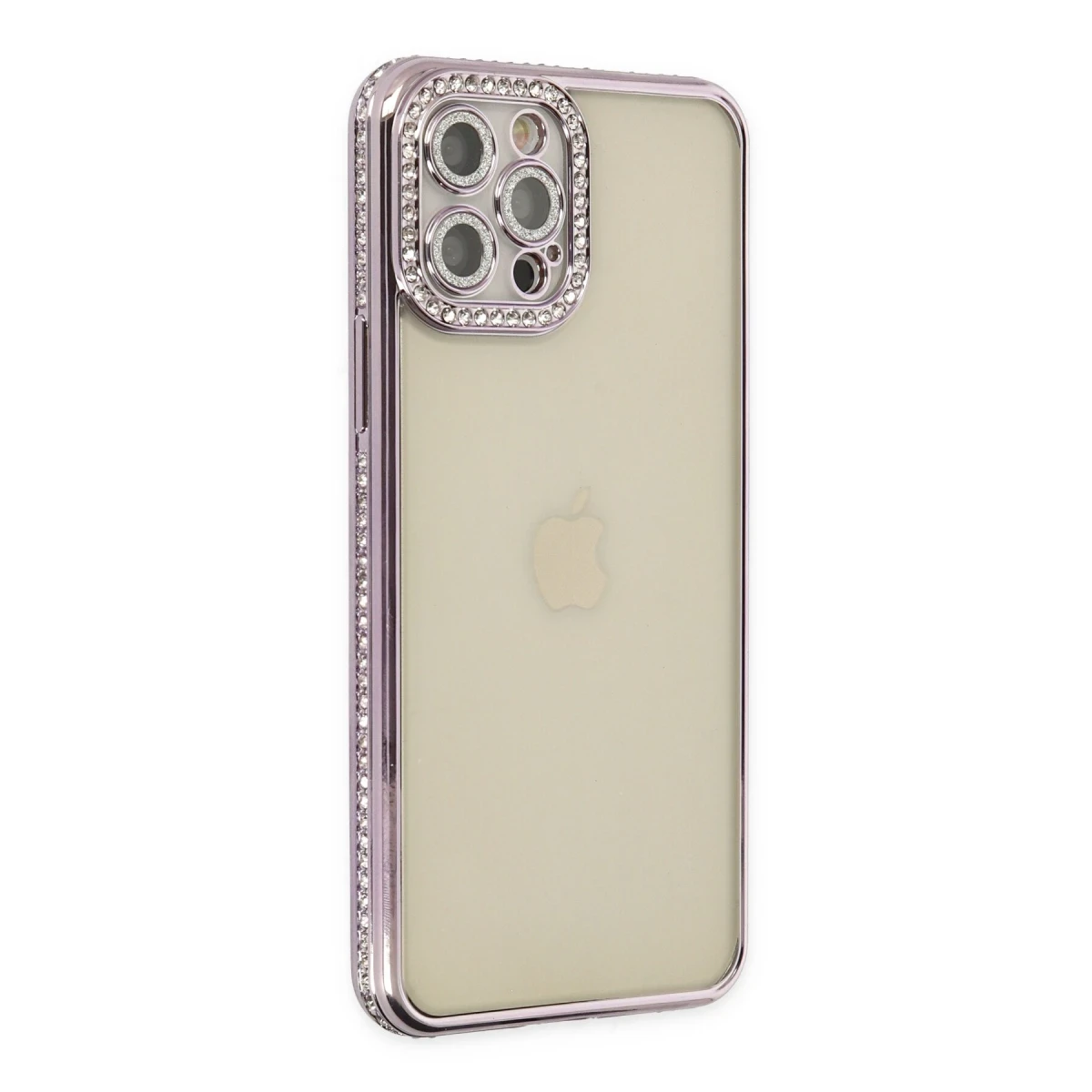 Newface Apple iPhone 12 Pro Kılıf Joke Taşlı Silikon - Mor