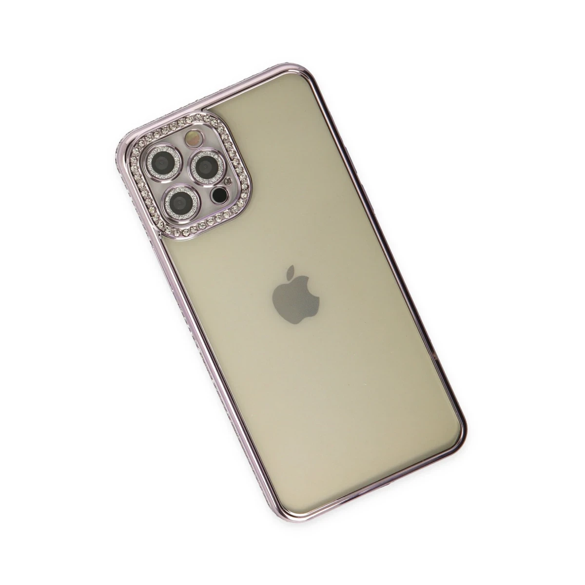 Newface Apple iPhone 12 Pro Kılıf Joke Taşlı Silikon - Mor