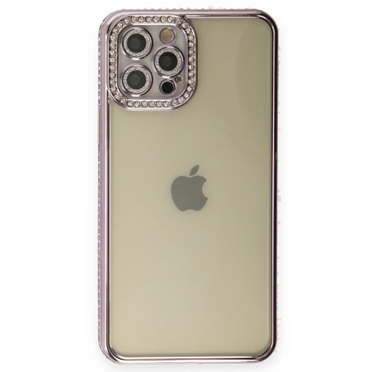 Newface Apple iPhone 12 Pro Kılıf Joke Taşlı Silikon - Mor