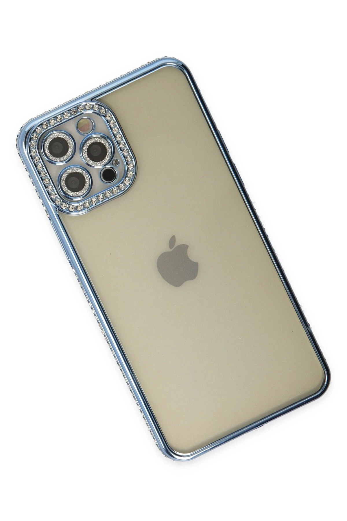 Newface iPhone 12 Pro Kılıf Joke Taşlı Silikon - Mavi