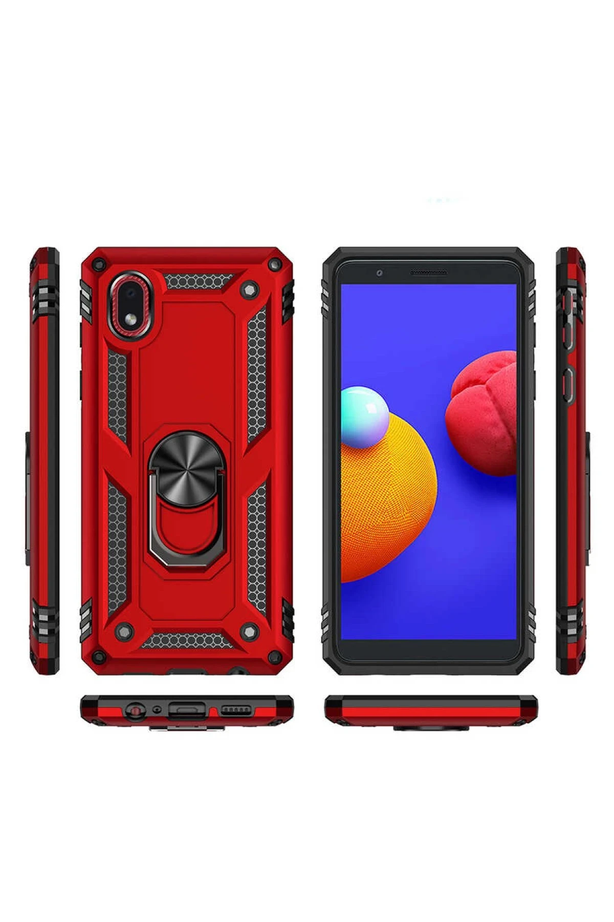Newface Samsung Galaxy A01 Core Kılıf Sofya Yüzüklü Silikon Kapak - Rose