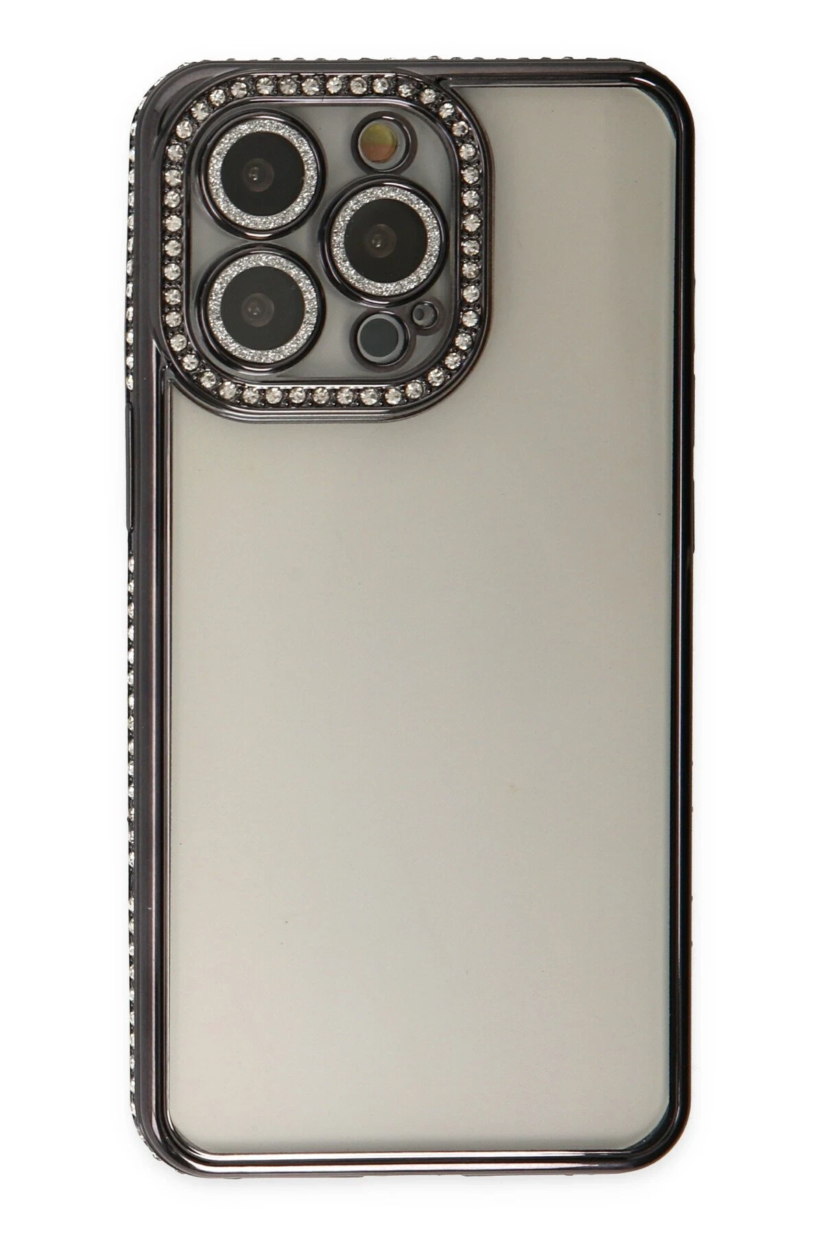 Newface Apple iPhone 13 Pro Kılıf Joke Taşlı Silikon - Siyah — görsel 2