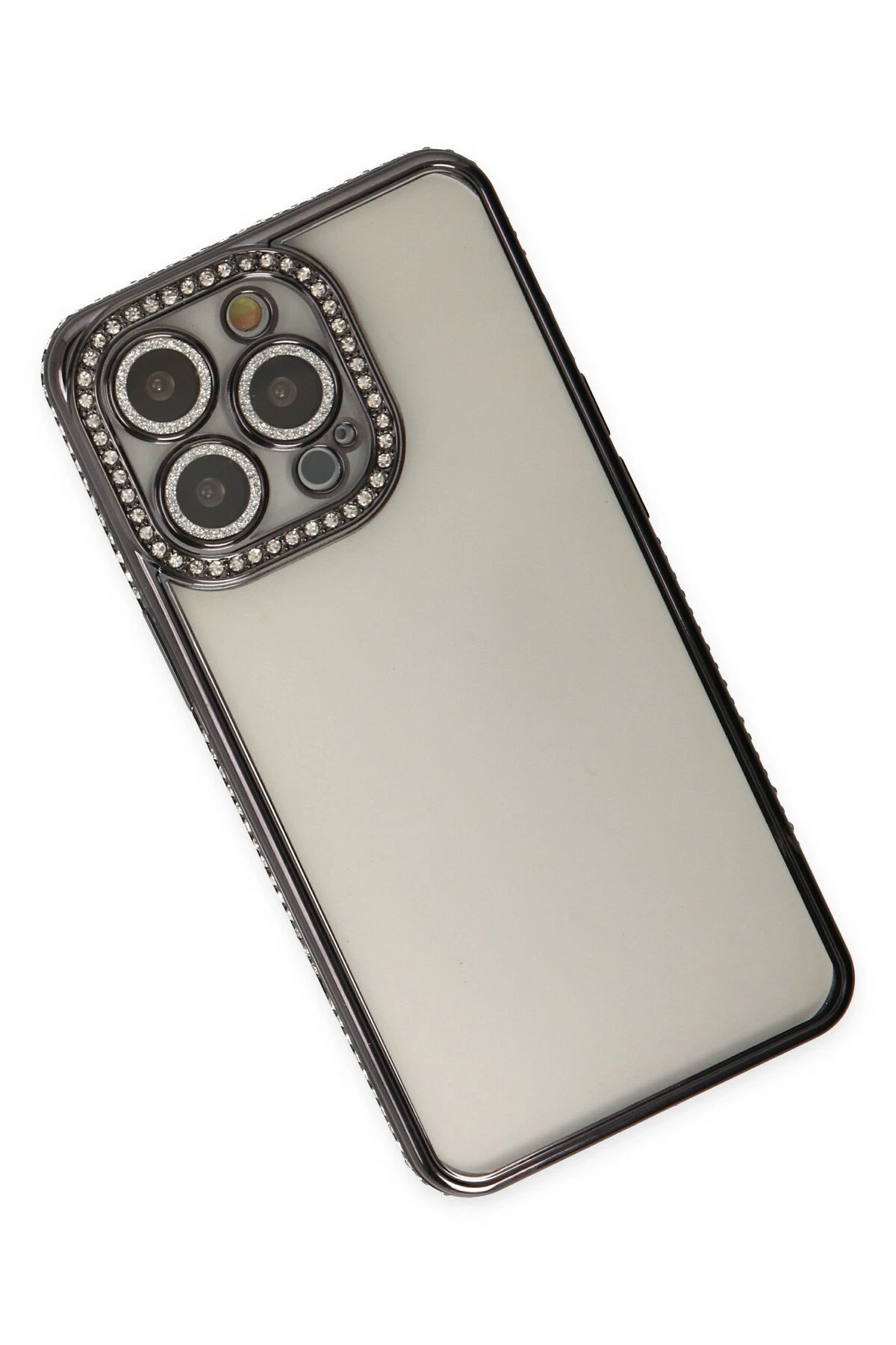 Newface Apple iPhone 13 Pro Kılıf Joke Taşlı Silikon - Siyah — görsel 3
