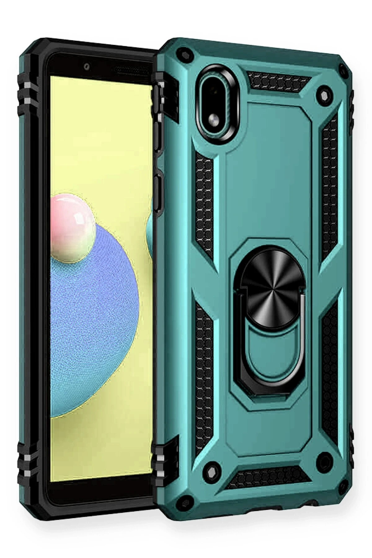 Newface Samsung Galaxy A01 Core Kılıf Sofya Yüzüklü Silikon Kapak - Yeşil