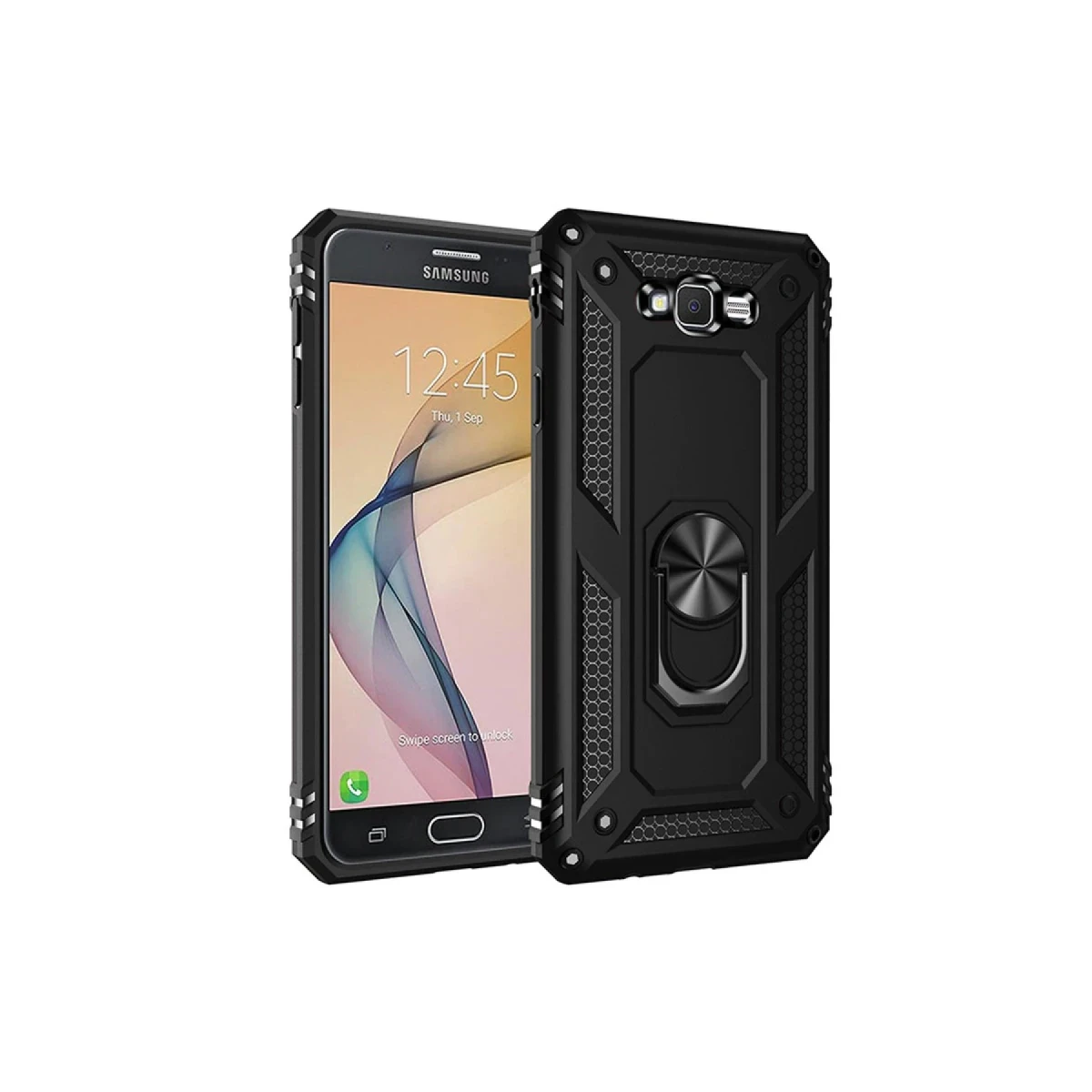 Newface Samsung Galaxy J7 Kılıf Sofya Yüzüklü Silikon Kapak - Siyah — görsel 2