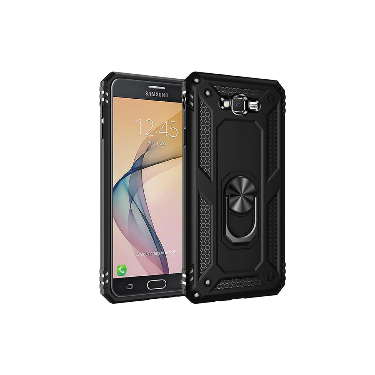 Newface Samsung Galaxy J7 Kılıf Sofya Yüzüklü Silikon Kapak - Siyah — görsel 3