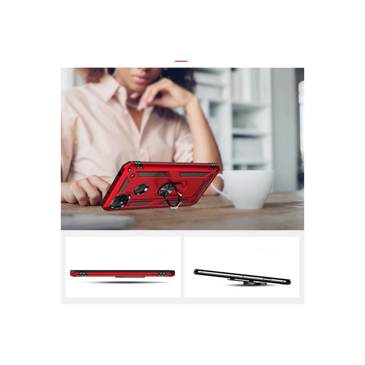 Newface Xiaomi Redmi 9C Kılıf Sofya Yüzüklü Silikon Kapak - Siyah — görsel 12
