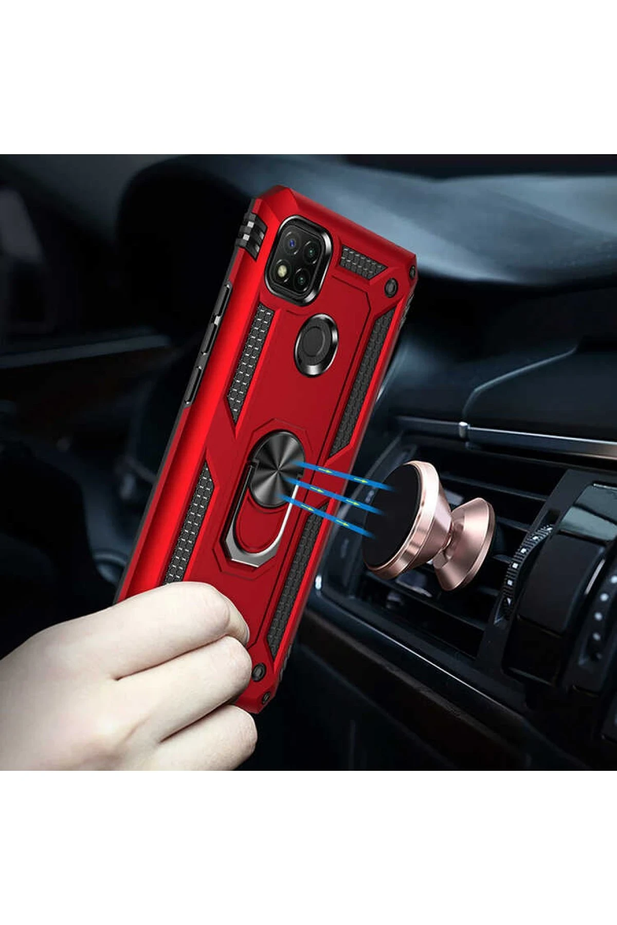Newface Xiaomi Redmi 9C Kılıf Sofya Yüzüklü Silikon Kapak - Siyah — görsel 8