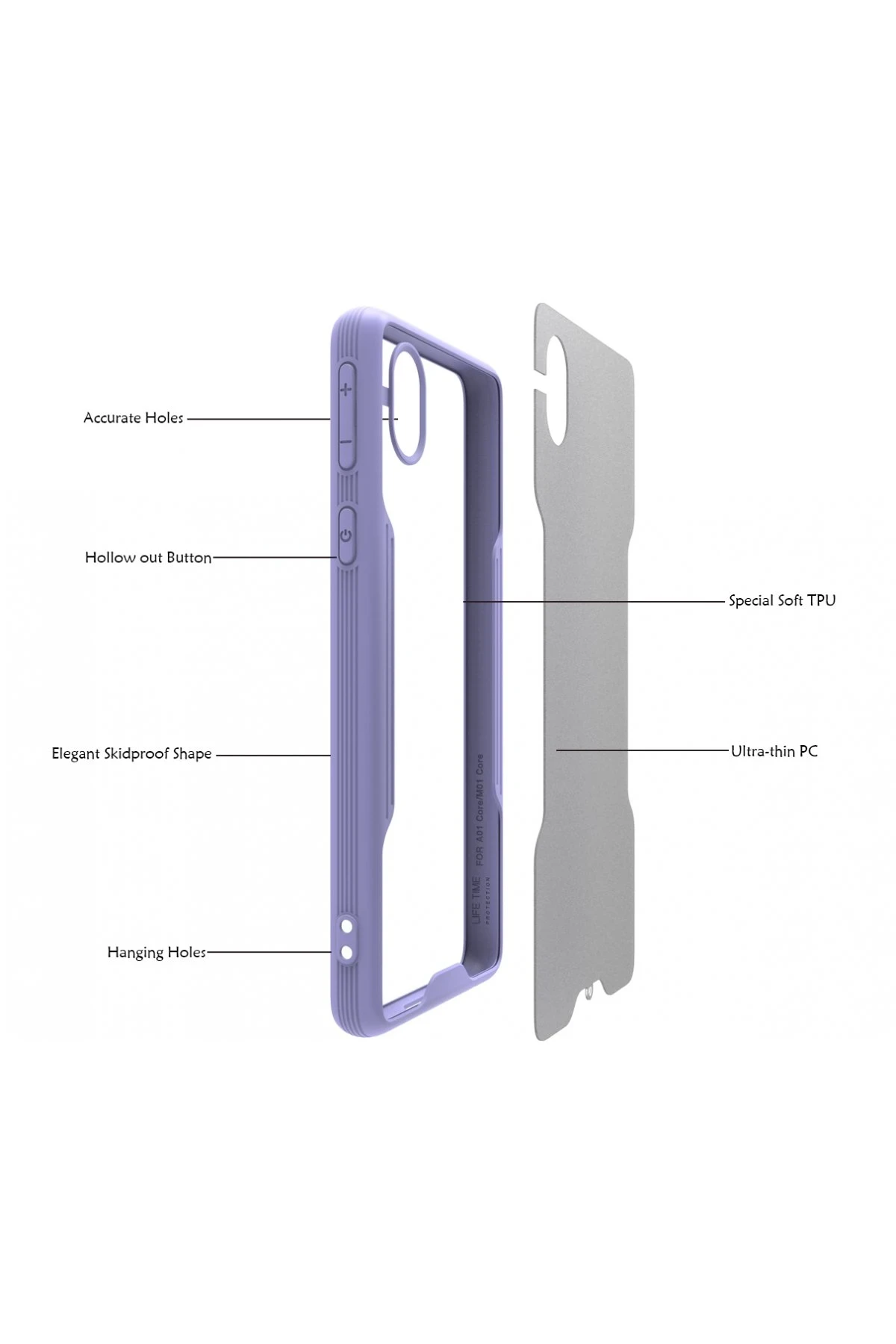 Newface Samsung Galaxy A01 Core Kılıf Platin Silikon - Lacivert