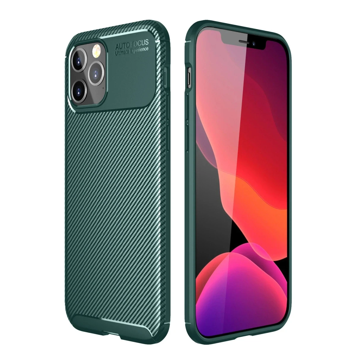 Newface Apple iPhone 12 Pro Kılıf Auto Focus Karbon Kapak - Yeşil — görsel 3