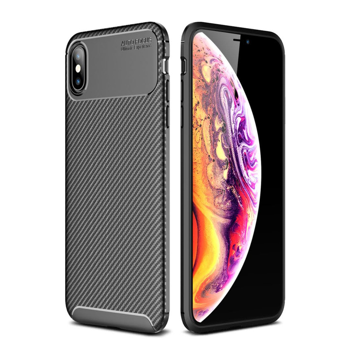Newface Apple iPhone XS Max Kılıf Auto Focus Karbon Kapak - Siyah — görsel 3