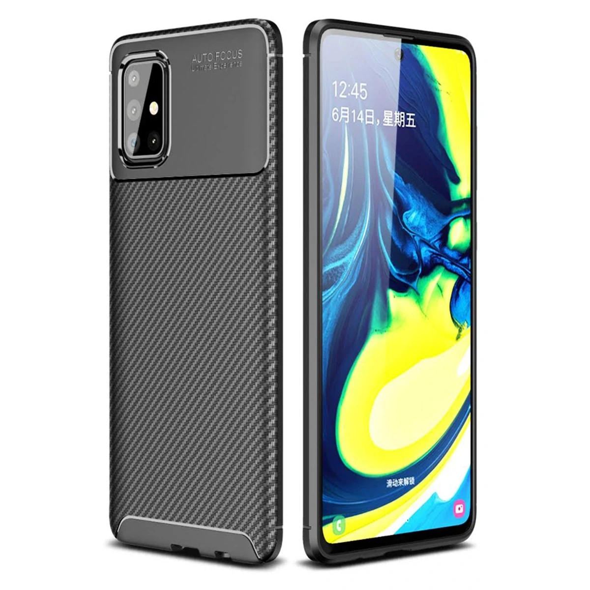 Newface Samsung Galaxy A71 Kılıf Auto Focus Karbon Kapak - Siyah — görsel 2