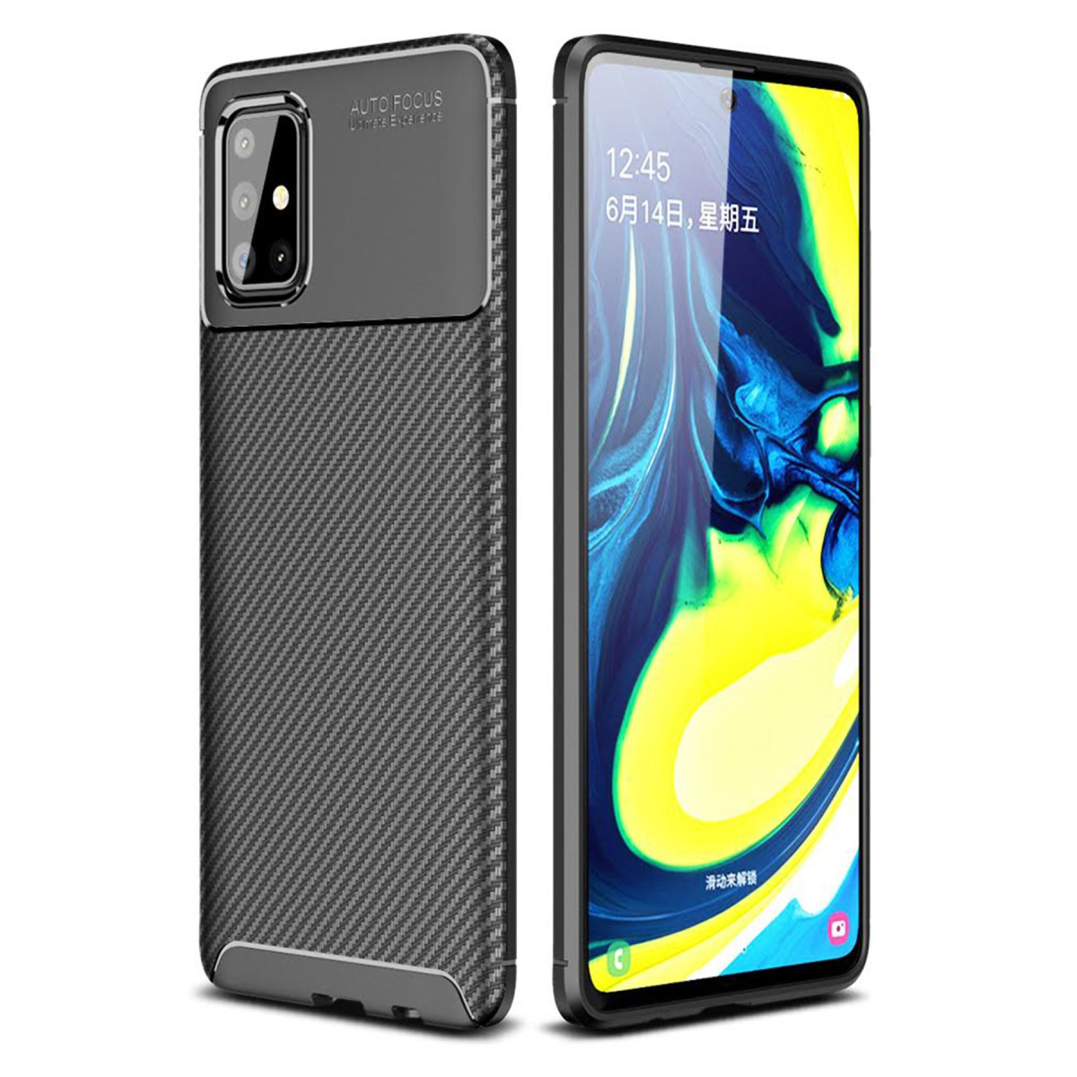 Newface Samsung Galaxy A71 Kılıf Auto Focus Karbon Kapak - Siyah — görsel 3