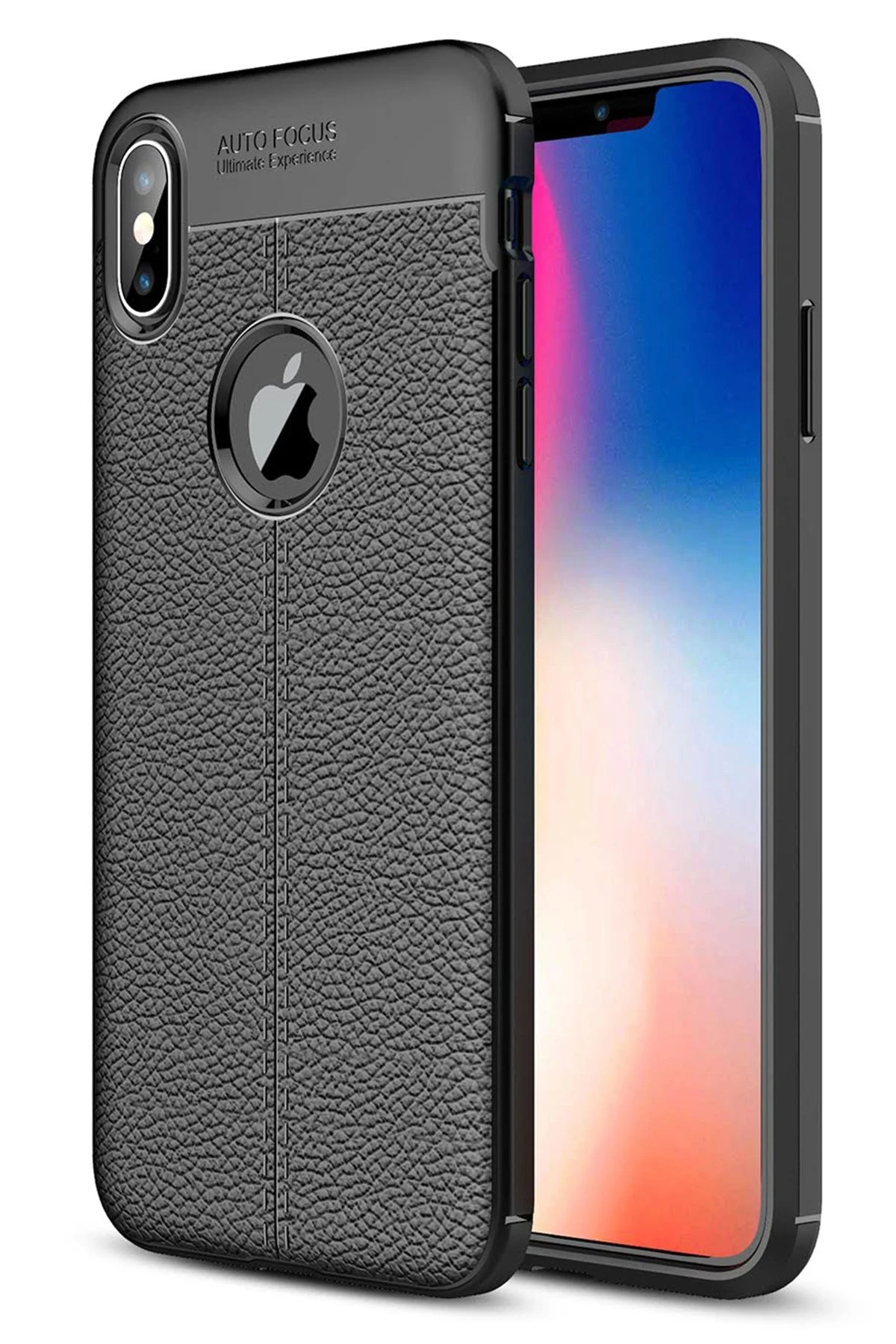 Newface Apple iPhone X Kılıf Auto Focus Kapak - Siyah