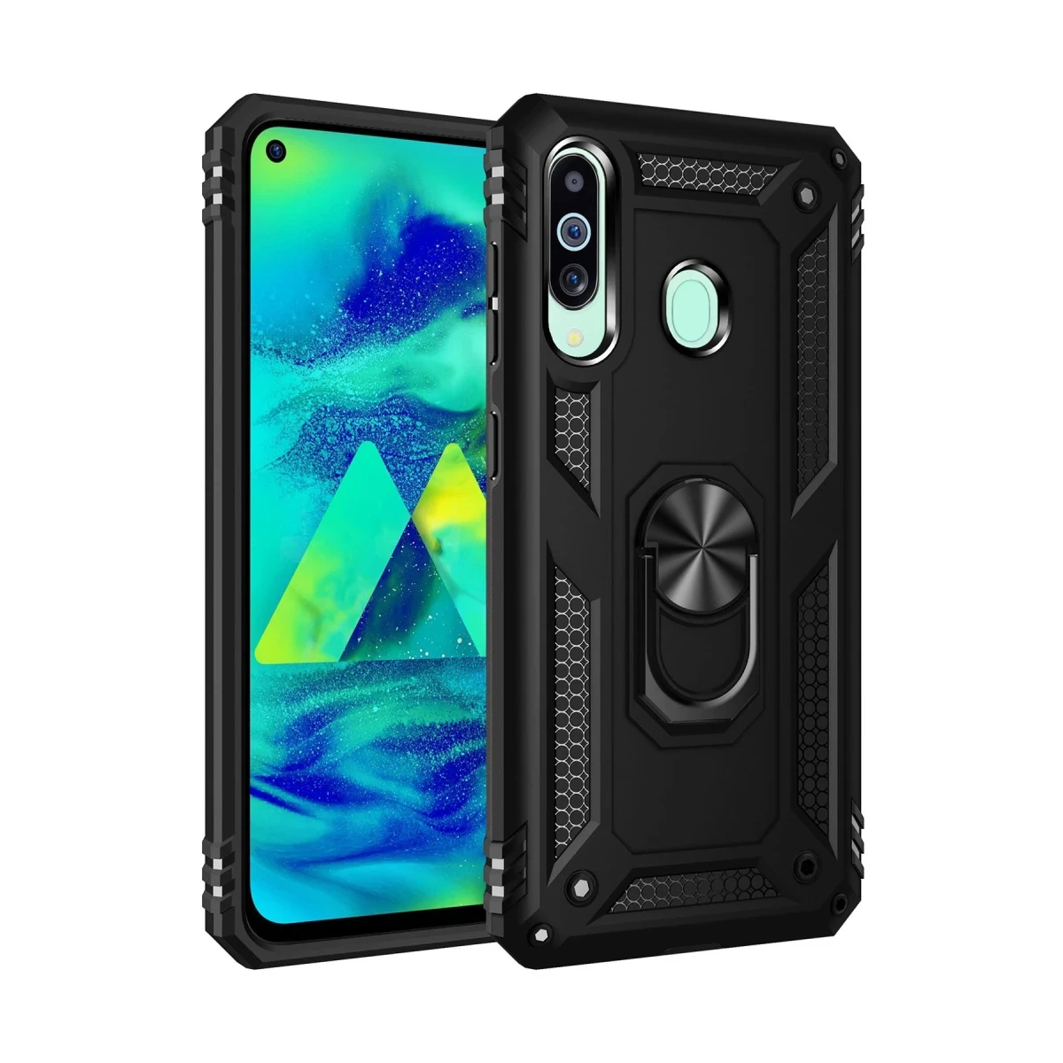 Newface Samsung Galaxy A60 Kılıf Sofya Yüzüklü Silikon Kapak - Siyah — görsel 2