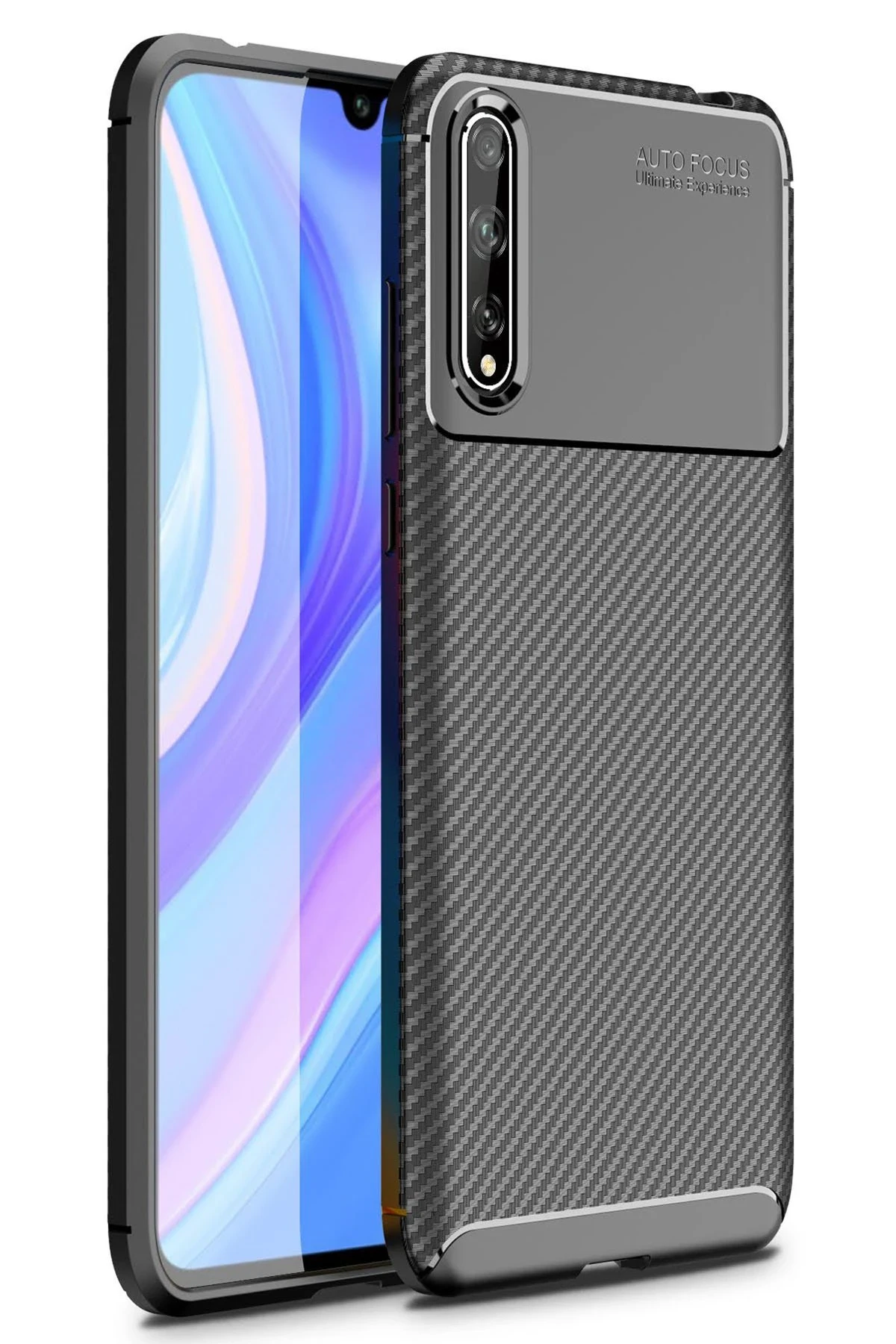 Newface Huawei P Smart S Kılıf Auto Focus Karbon Kapak - Siyah