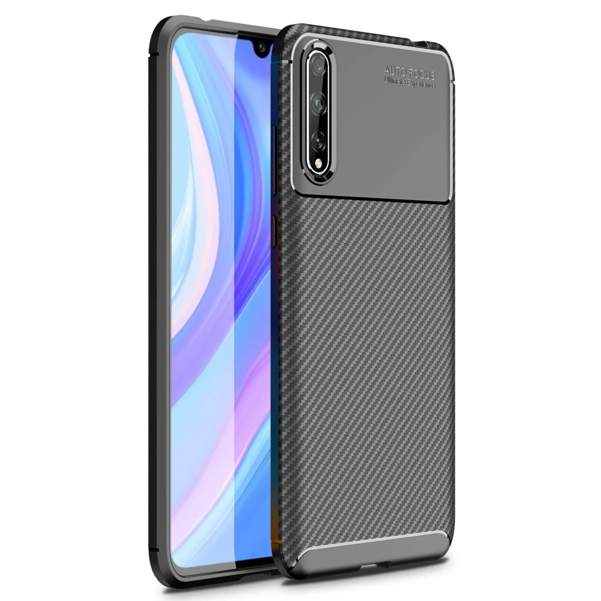 Newface Huawei P Smart S Kılıf Auto Focus Karbon Kapak - Siyah — görsel 2