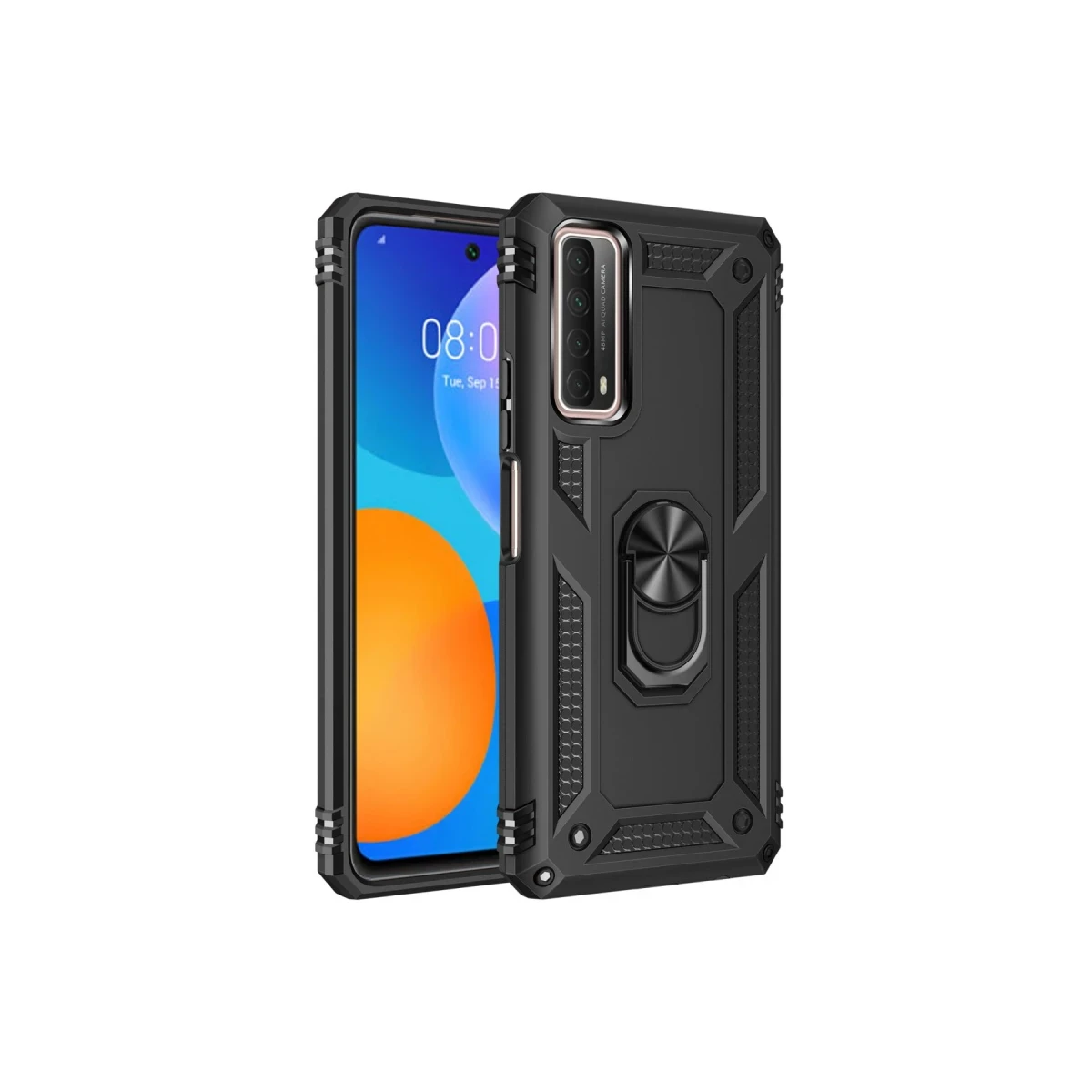 Newface Huawei P Smart 2021 Kılıf Sofya Yüzüklü Silikon Kapak - Siyah — görsel 4