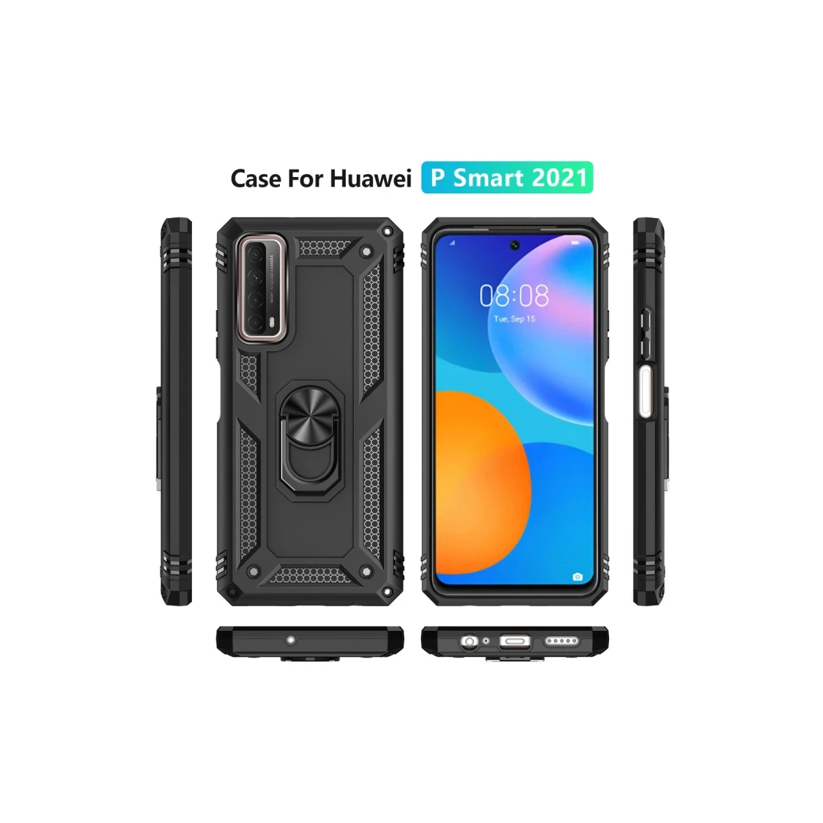 Newface Huawei P Smart 2021 Kılıf Sofya Yüzüklü Silikon Kapak - Siyah — görsel 6