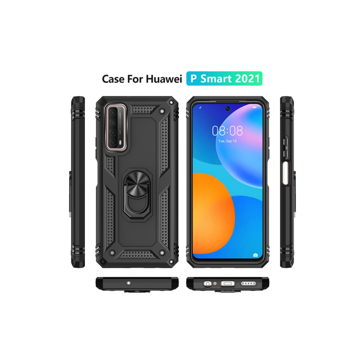 Newface Huawei P Smart 2021 Kılıf Sofya Yüzüklü Silikon Kapak - Siyah — görsel 9