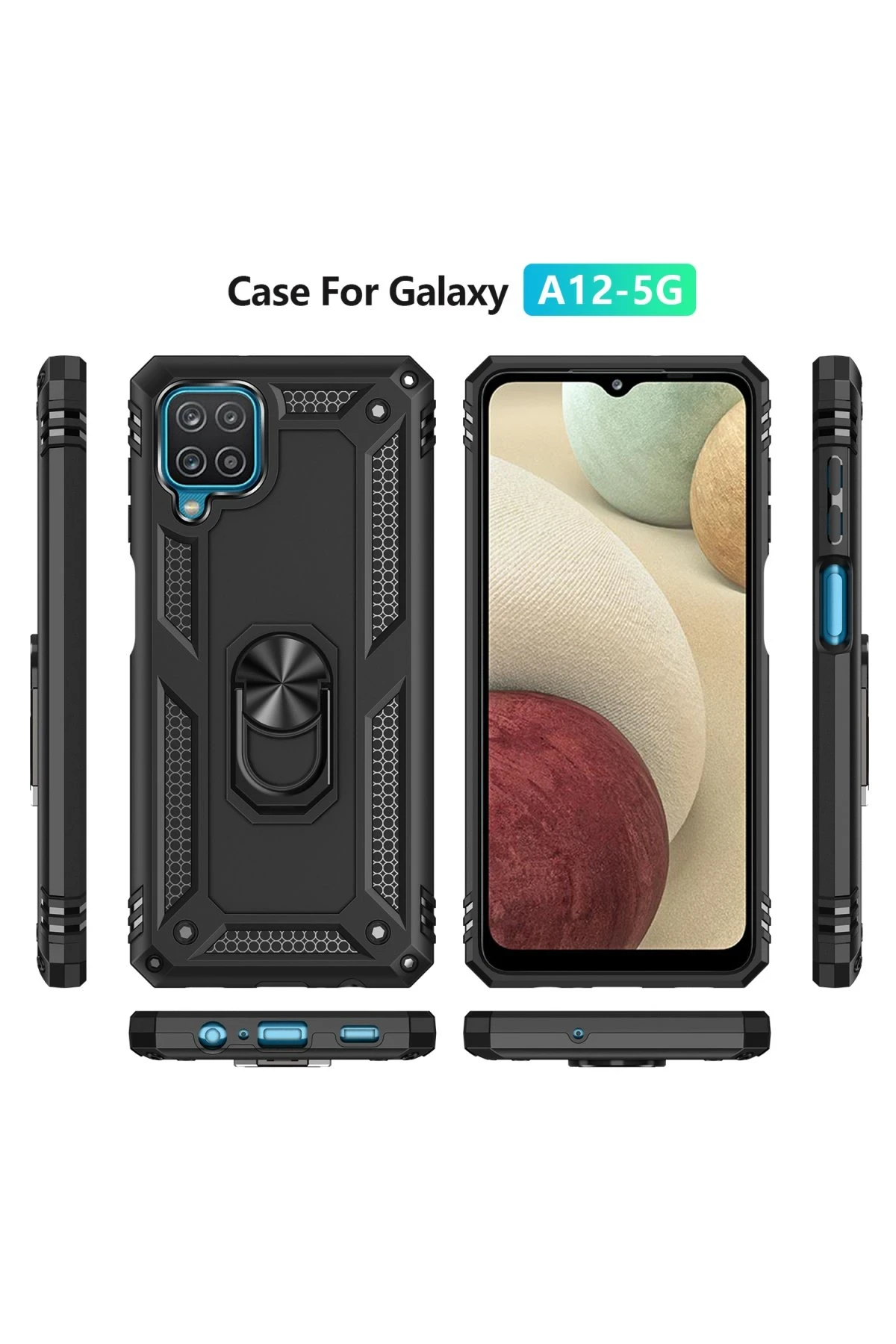 Newface Samsung Galaxy A12 Kılıf Sofya Yüzüklü Silikon Kapak - Siyah — görsel 3