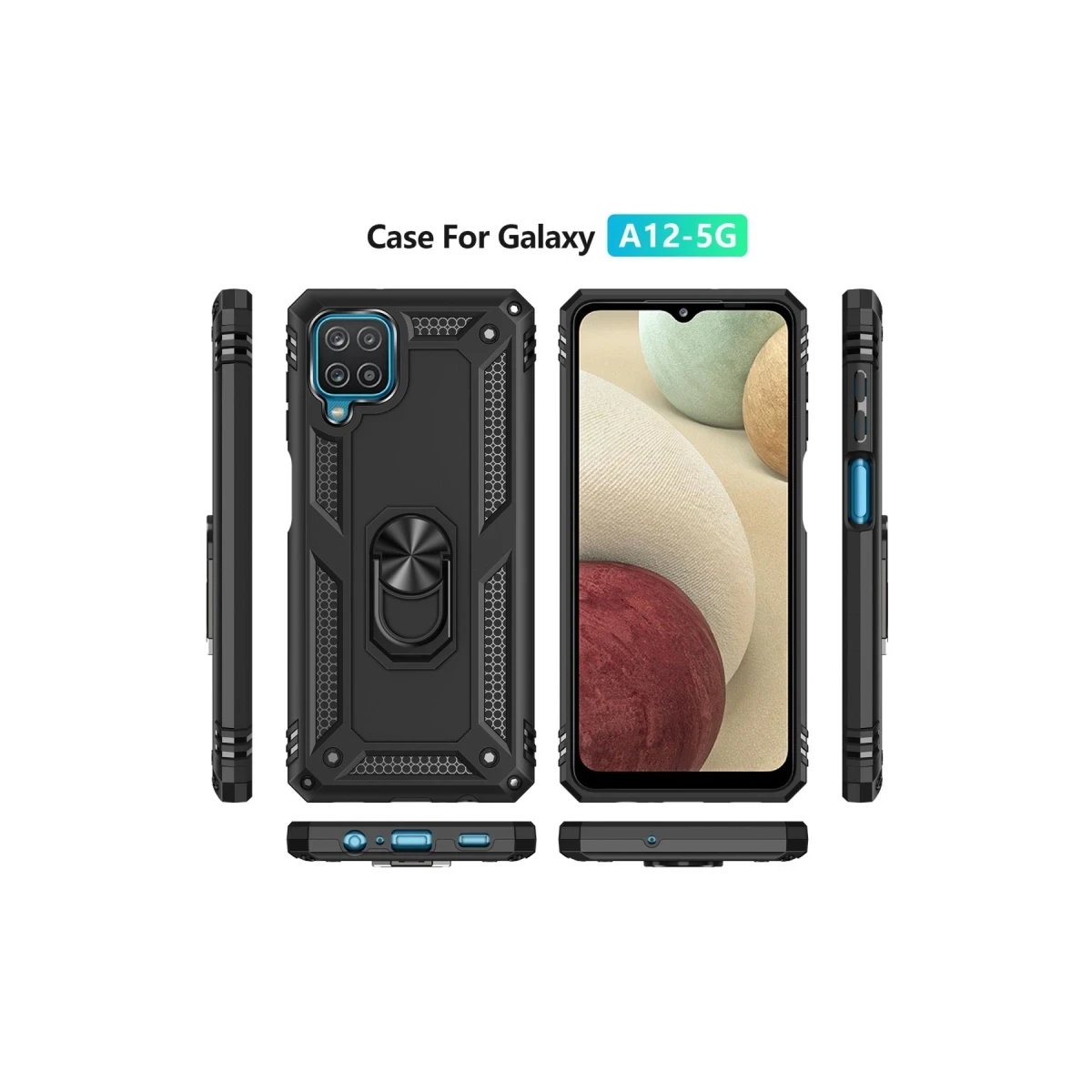 Newface Samsung Galaxy A12 Kılıf Sofya Yüzüklü Silikon Kapak - Siyah — görsel 6