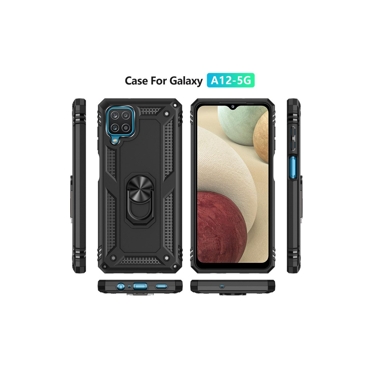 Newface Samsung Galaxy A12 Kılıf Sofya Yüzüklü Silikon Kapak - Siyah — görsel 9
