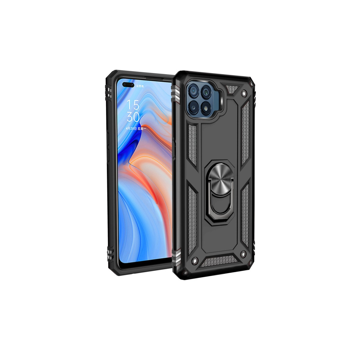 Newface Oppo Reno 4 Lite Kılıf Sofya Yüzüklü Silikon Kapak - Siyah — görsel 3