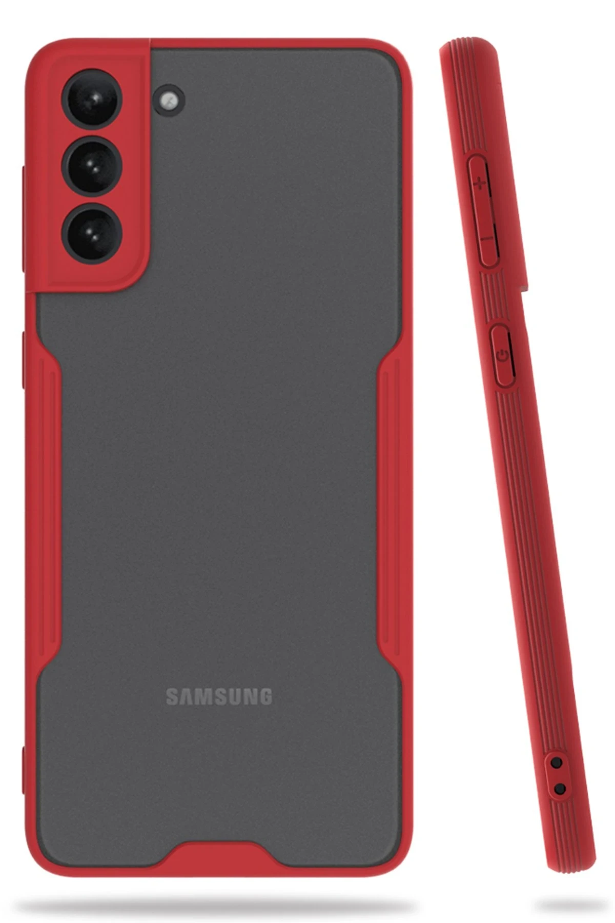 Newface Samsung Galaxy S21 Plus Kılıf Platin Silikon - Kırmızı