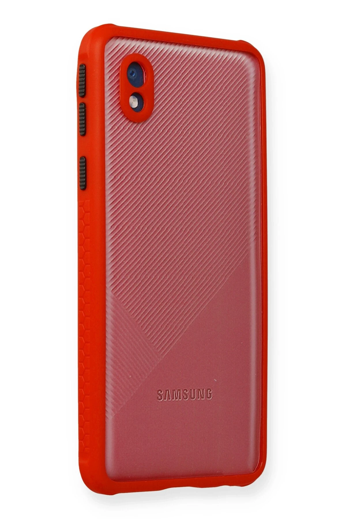 Newface Samsung Galaxy A01 Core Kılıf Miami Şeffaf Silikon - Kırmızı