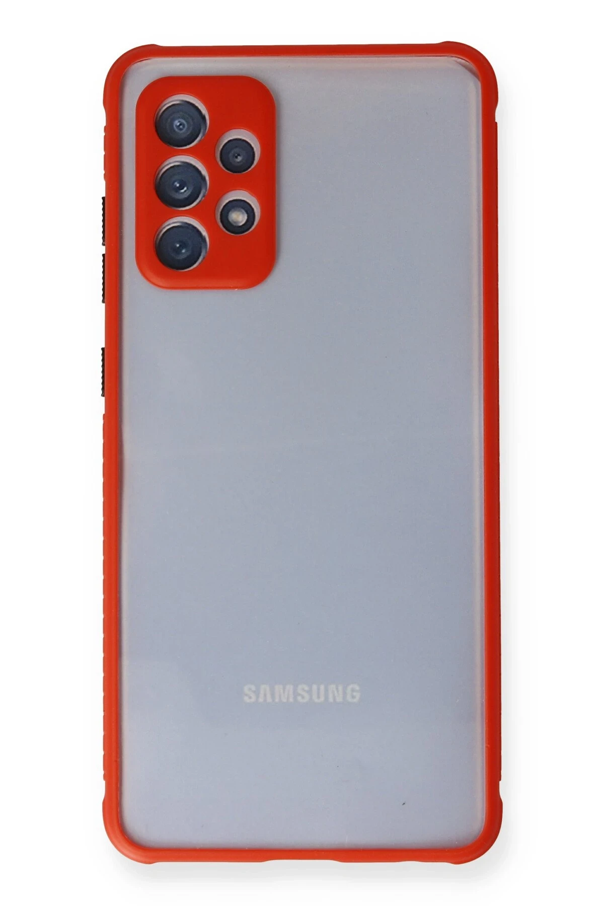 Newface Samsung Galaxy A72 Kılıf Miami Şeffaf Silikon - Kırmızı