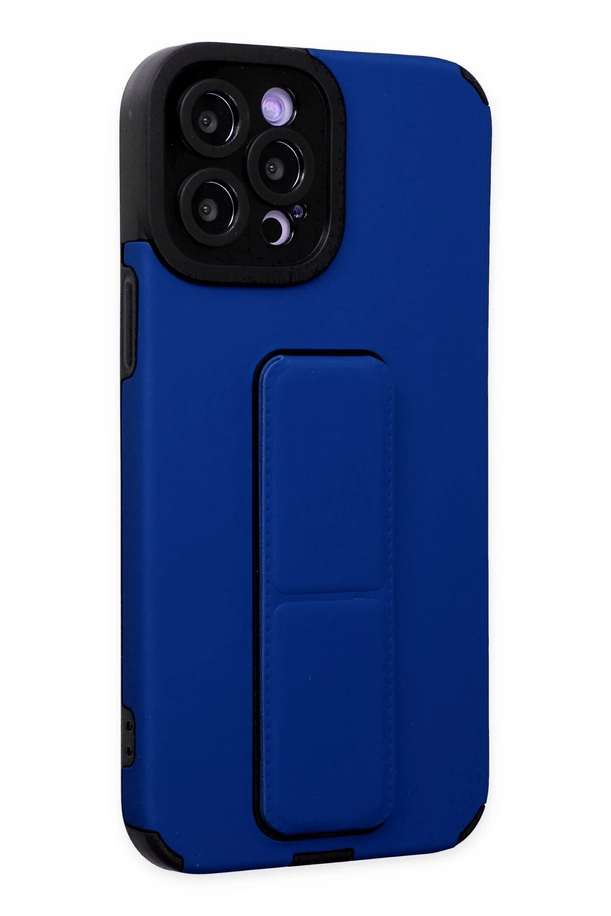 Newface iPhone 12 Pro Max Kılıf Mega Standlı Silikon - Mavi