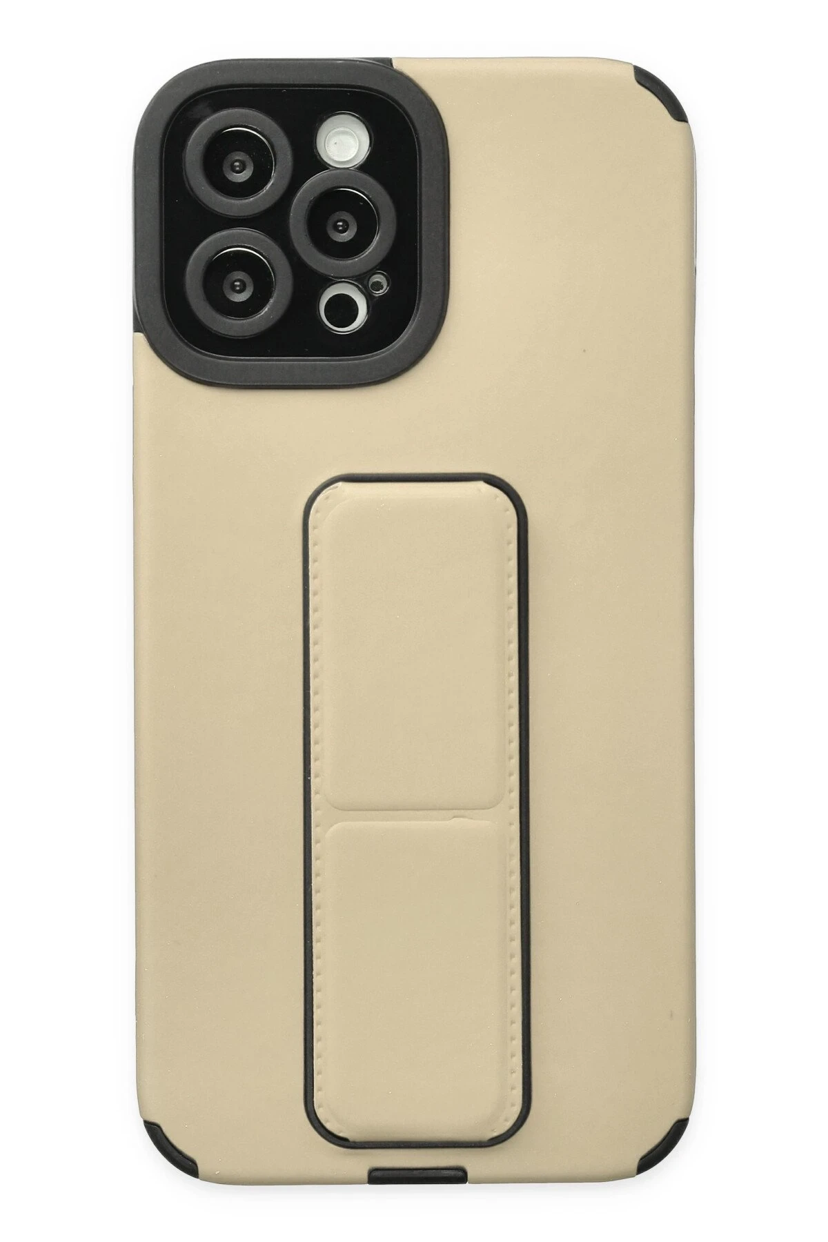 Newface iPhone 12 Pro Max Kılıf Mega Standlı Silikon - Gold