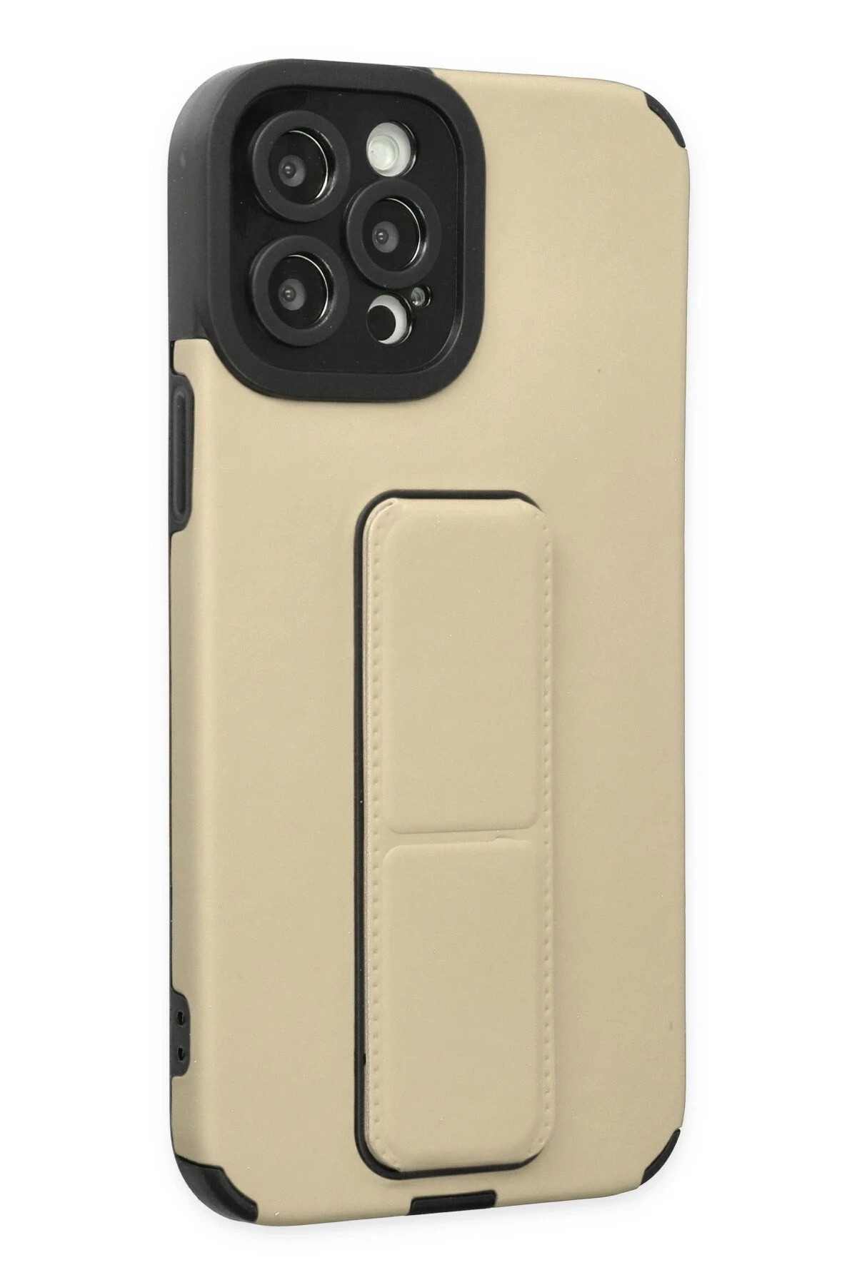 Newface iPhone 12 Pro Max Kılıf Mega Standlı Silikon - Gold