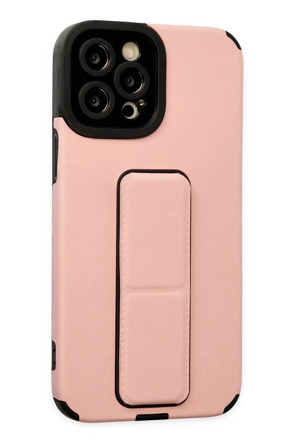 Newface iPhone 12 Pro Max Kılıf Mega Standlı Silikon - Pudra