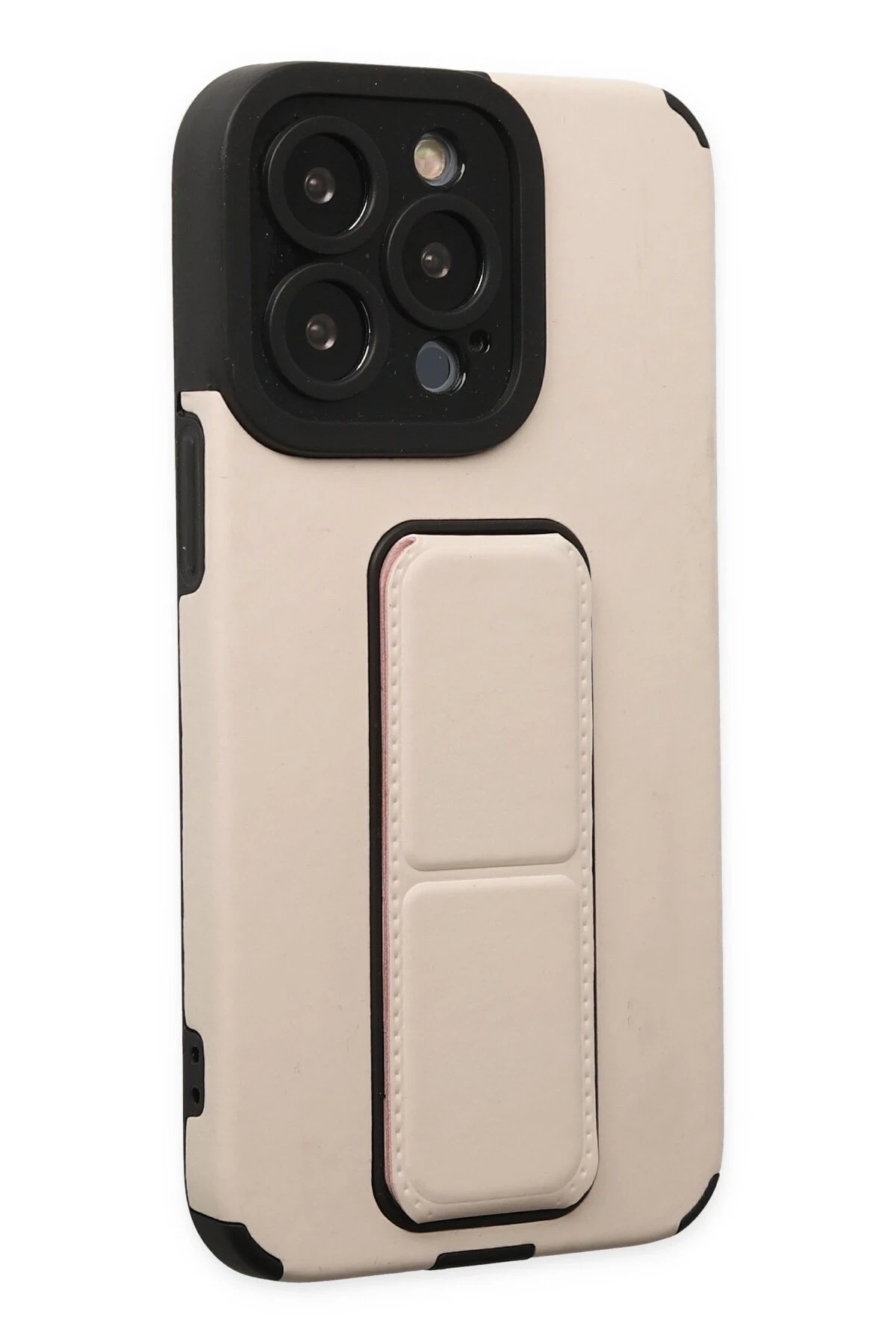 Newface iPhone 13 Pro Kılıf Mega Standlı Silikon - Gold