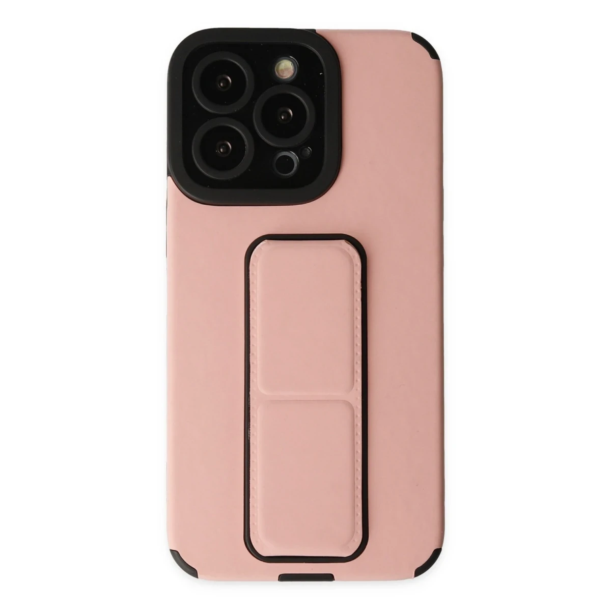 Newface Apple iPhone 13 Pro Kılıf Mega Standlı Silikon - Pudra