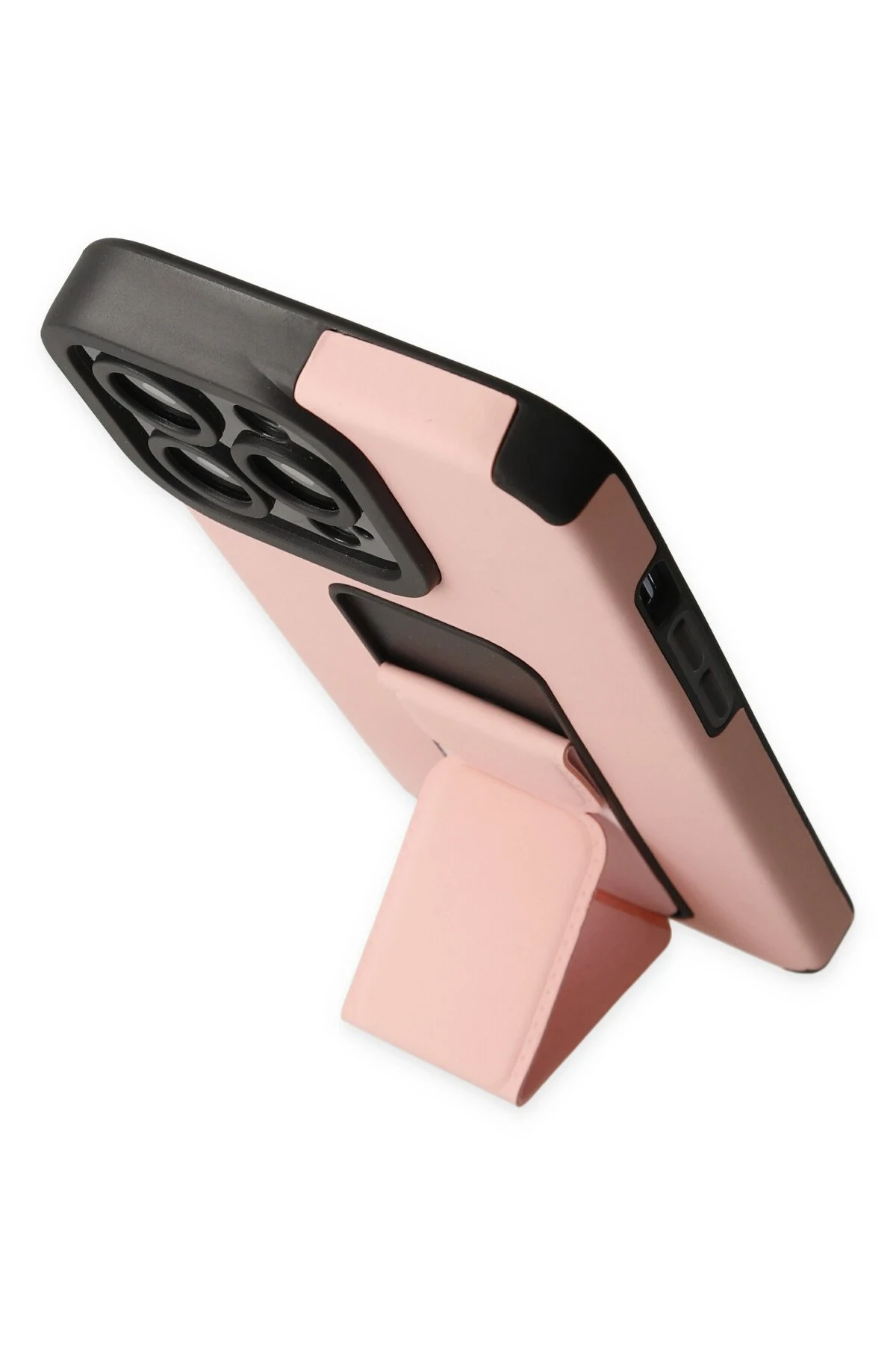 Newface iPhone 13 Pro Kılıf Mega Standlı Silikon - Pudra