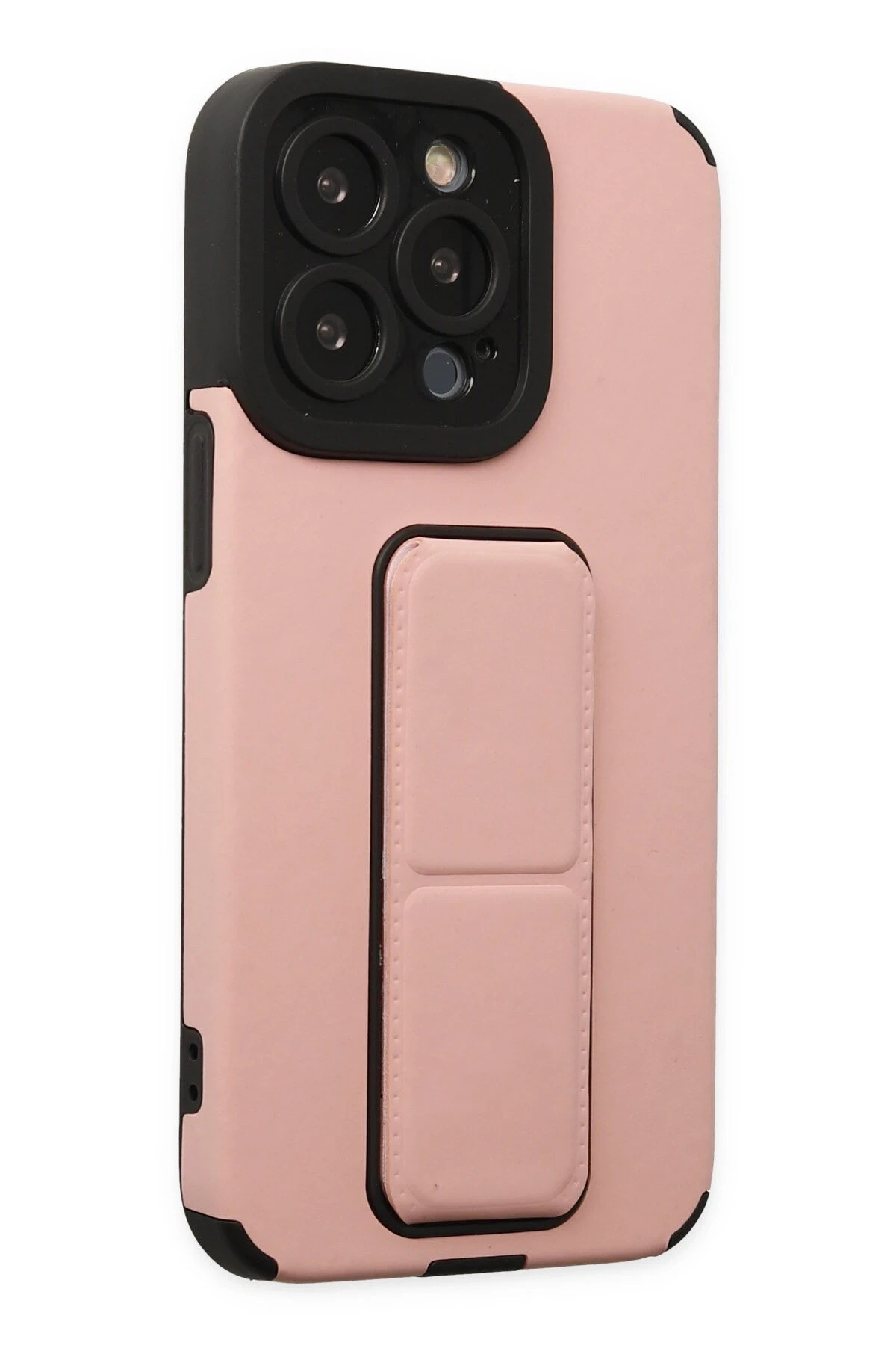 Newface iPhone 13 Pro Kılıf Mega Standlı Silikon - Pudra