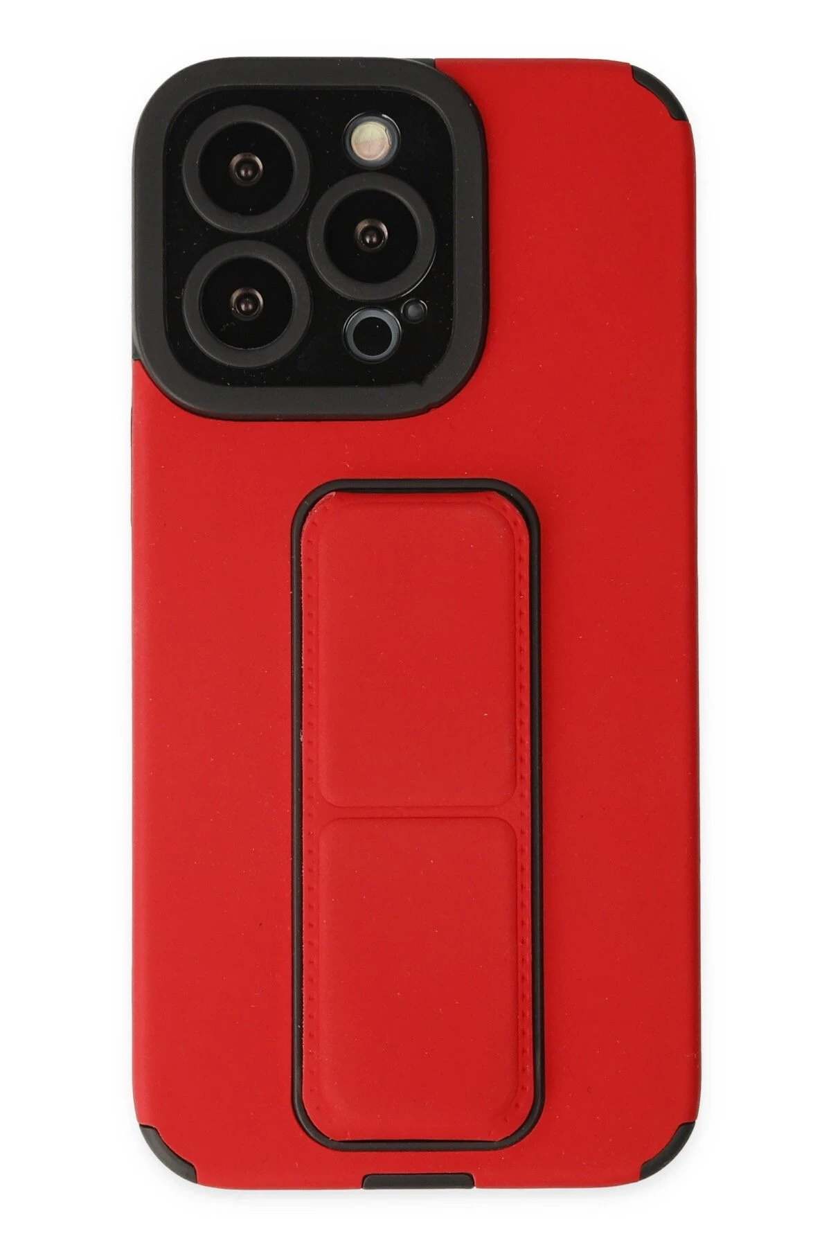 Newface iPhone 13 Pro Kılıf Mega Standlı Silikon - Kırmızı