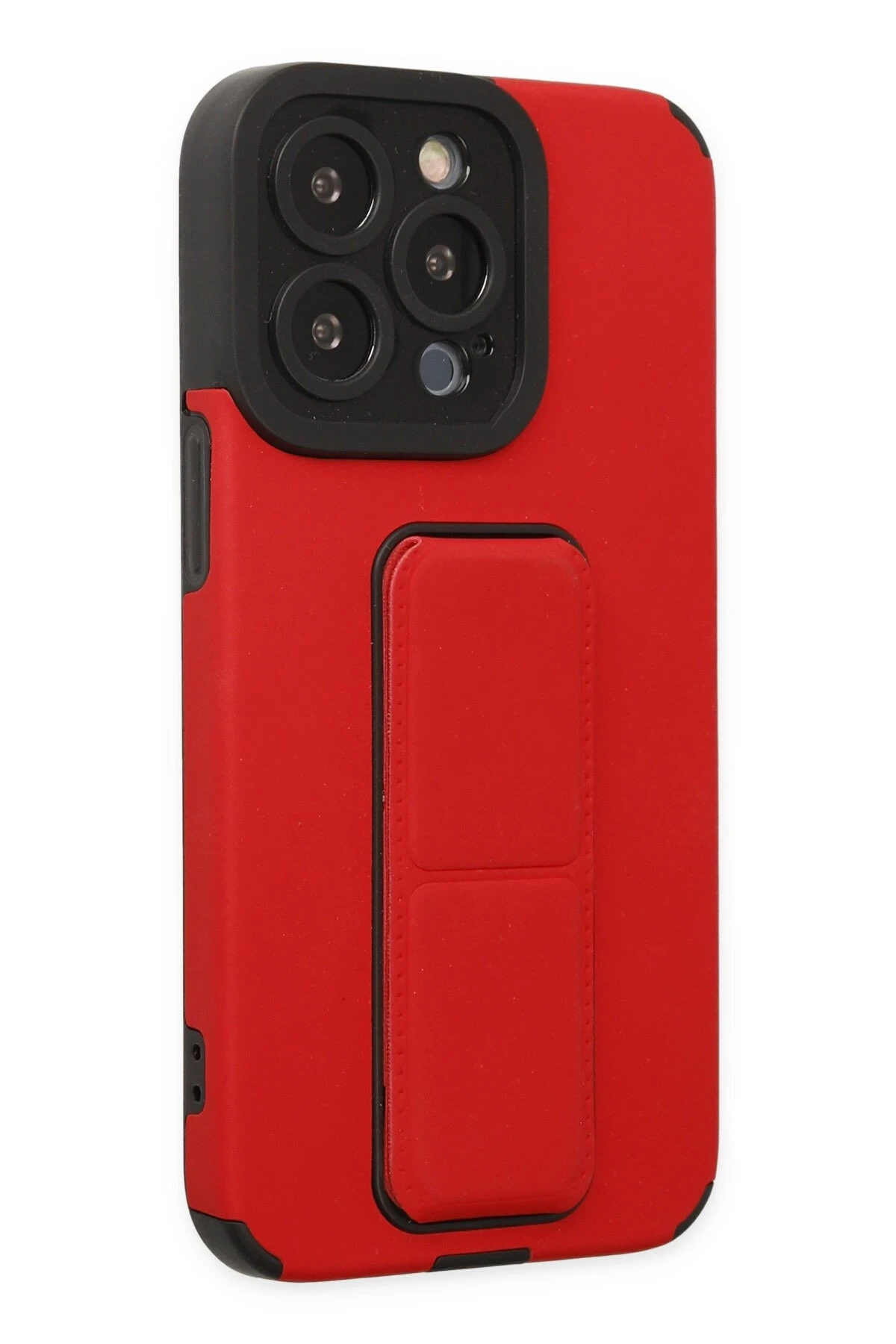Newface iPhone 13 Pro Kılıf Mega Standlı Silikon - Kırmızı