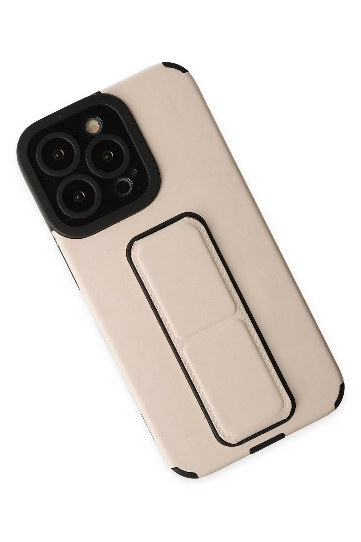 Newface iPhone 13 Pro Max Kılıf Mega Standlı Silikon - Gold