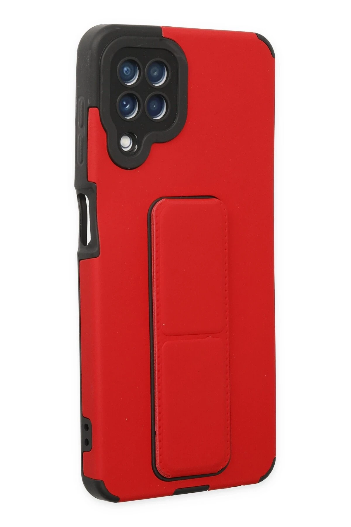 Newface Samsung Galaxy A22 Kılıf Mega Standlı Silikon - Kırmızı