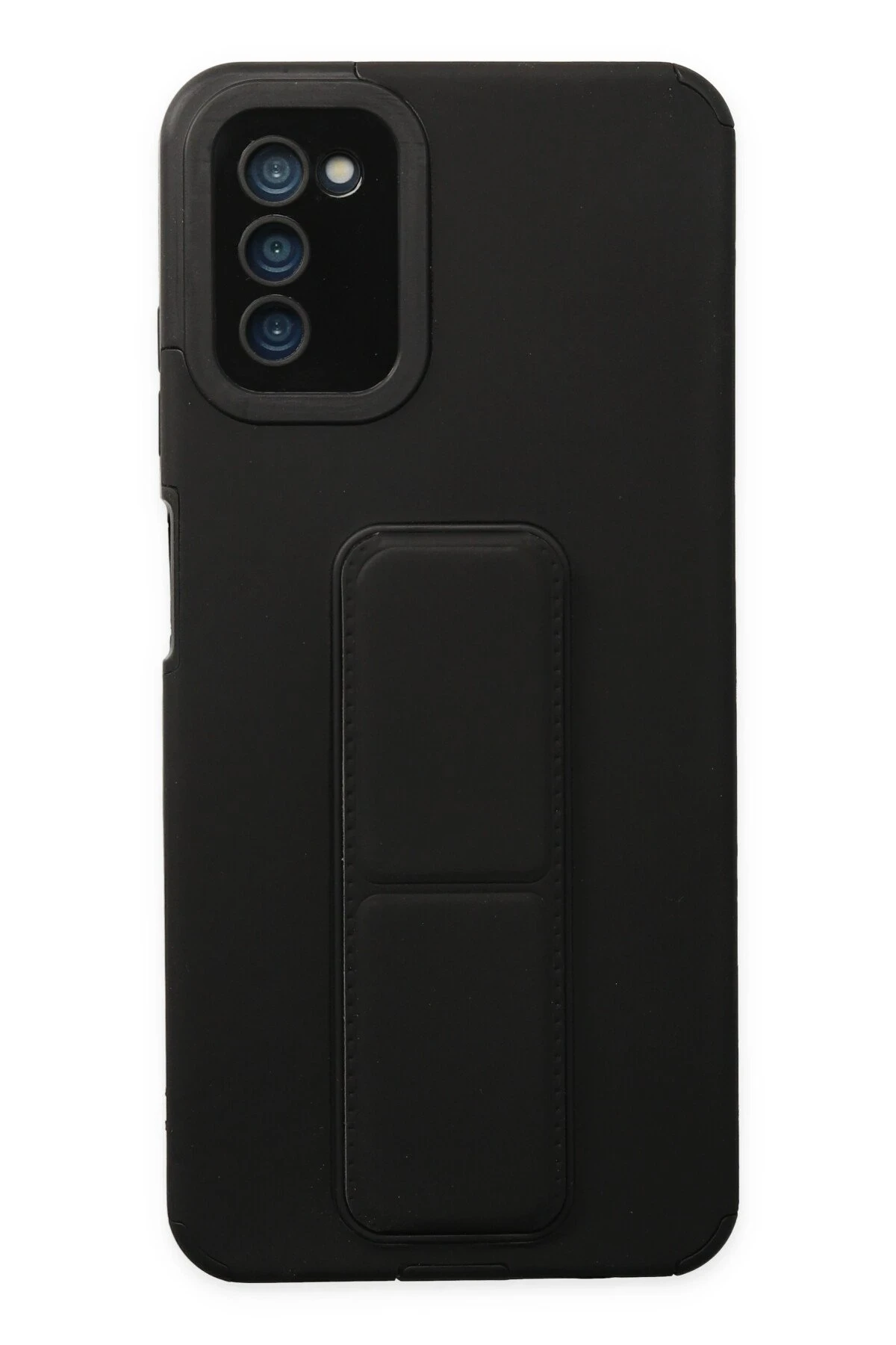 Newface Samsung Galaxy A03S Kılıf Mega Standlı Silikon - Siyah